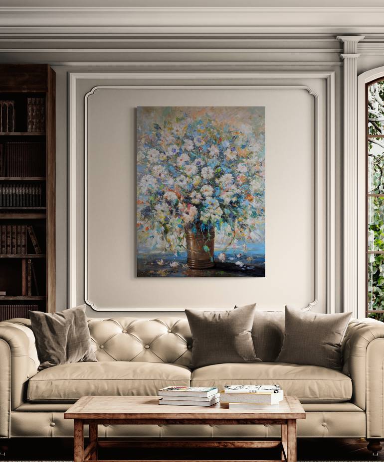 Original Art Deco Floral Painting by Kanayo Ede