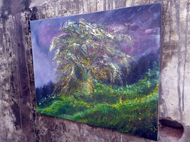 Original Impressionism Tree Painting by Prithvi Kumar