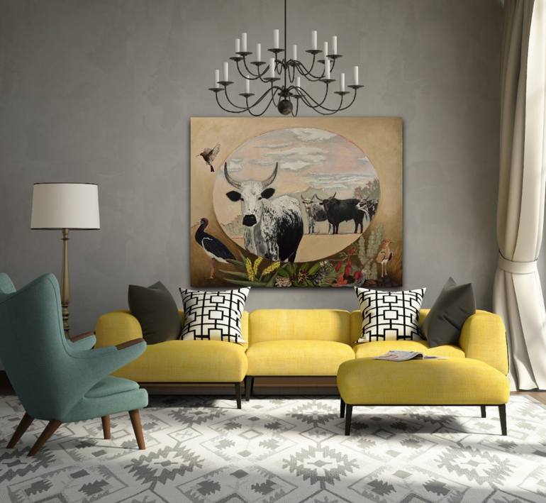 Original Cows Painting by Veronica Vosloo
