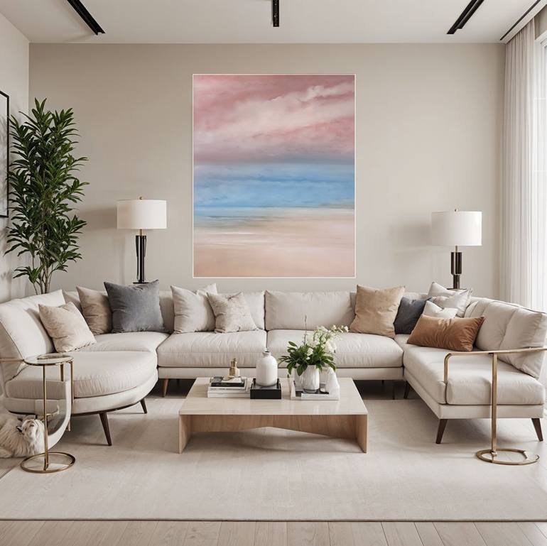 Original Minimalism Seascape Painting by Larissa Uvarova