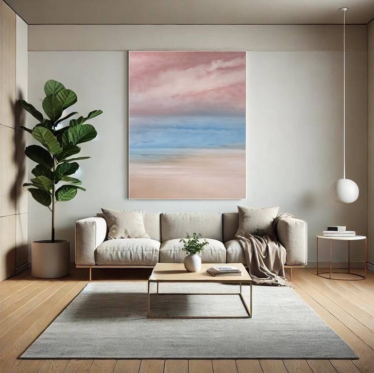 Original Minimalism Seascape Painting by Larissa Uvarova