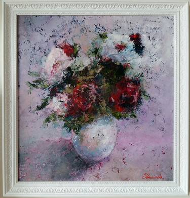 ROSES, original oil painting / flowers / still life / pink / decor / design thumb