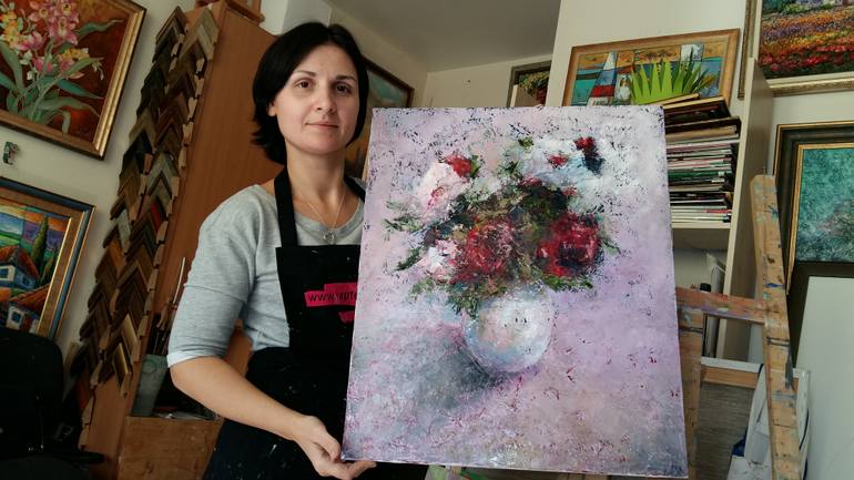 Original Abstract Floral Painting by Larissa Uvarova