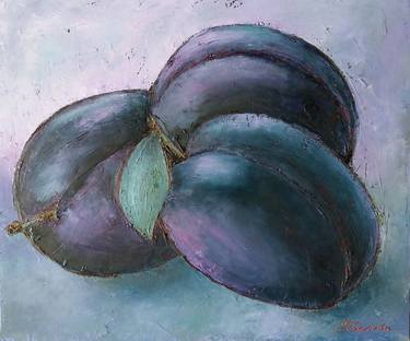 Painting Lilac still life with plums thumb