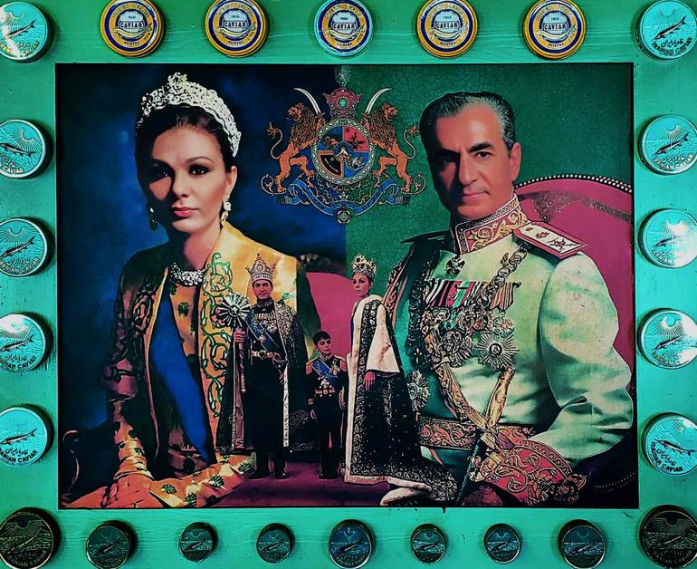 Original Pop Culture/Celebrity Collage by Thomas Dellert-dellacroix | Contemporary Art on Canvas | The new Contemporary Portrait of the Shah family
