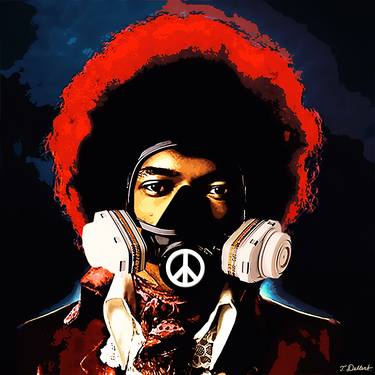 Jimi Hendrix in Corona mask - Limited Edition of 10 thumb