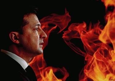 Fears Tears  and Fire  Portrait of Hero Zelenskyy - Limited Edition of 10 thumb