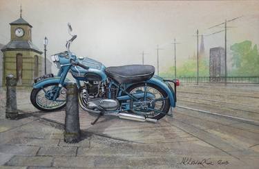 Original Illustration Motorcycle Paintings by John Lowerson