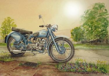 Print of Motorcycle Paintings by John Lowerson