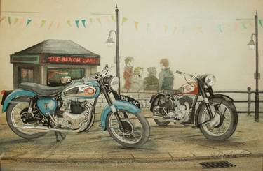 Original Illustration Bike Paintings by John Lowerson
