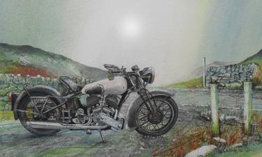 Print of Motorbike Paintings by John Lowerson