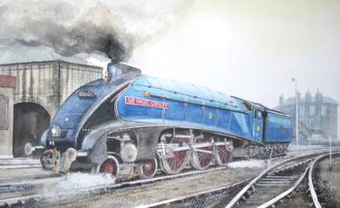 Original Illustration Train Paintings by John Lowerson