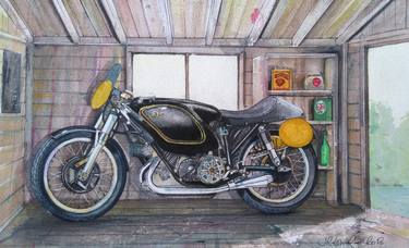 Original Illustration Bike Paintings by John Lowerson