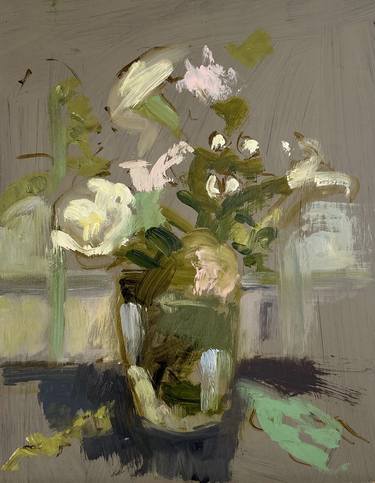 Pale Flowers in a glass jar thumb