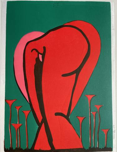 Original Abstract Women Printmaking by Frank Hoesel