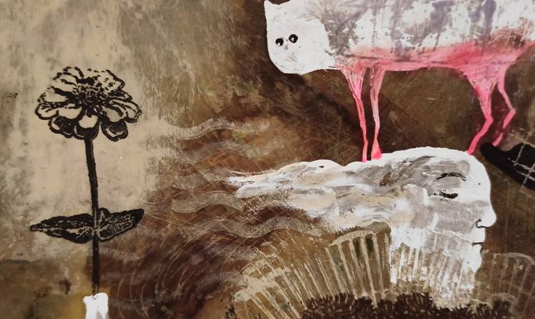 Original Conceptual Animal Mixed Media by Natalia Pastushenko