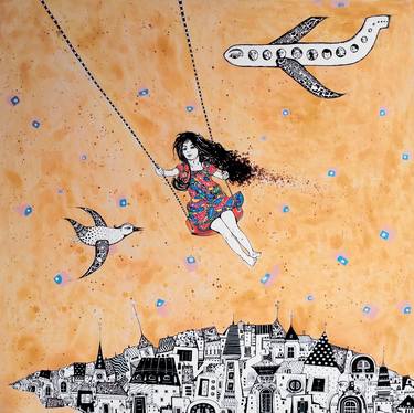 Print of Aeroplane Paintings by Natalia Pastushenko