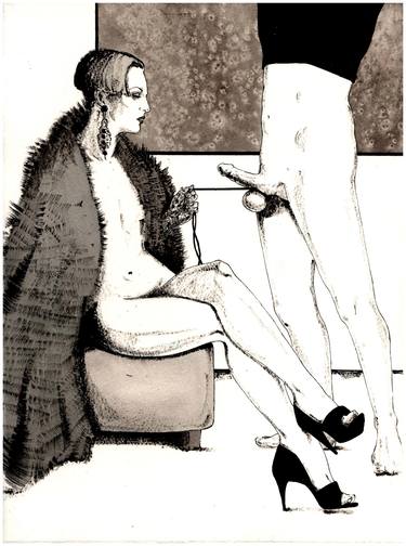 Original Realism Erotic Drawing by Sherin Art