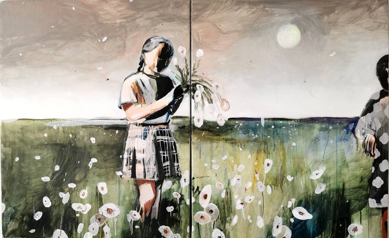 Original Landscape Painting by Hanna Ilczyszyn | Contemporary Art on Canvas | Field of flowers