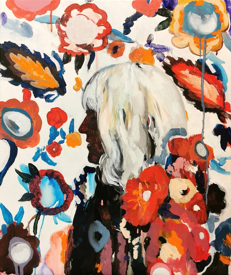 Original Art Deco Floral Painting by Hanna Ilczyszyn