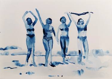 Print of Figurative Beach Paintings by Hanna Ilczyszyn