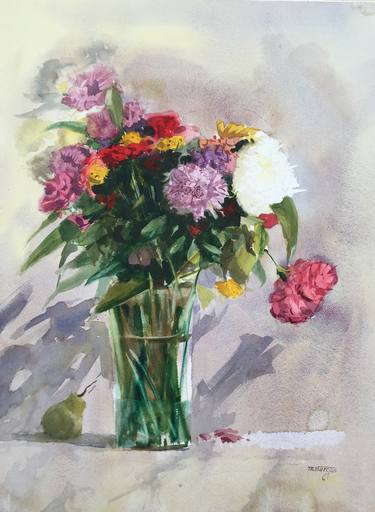 Original Impressionism Floral Painting by mario Vargas
