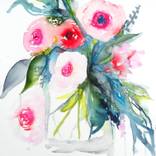 Pink flowers in a vase III by Karin Johannesson