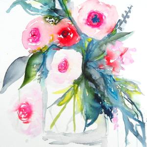 Pink flowers in a vase III