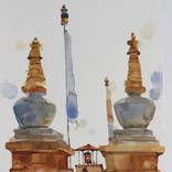 Between to shrines, prayer flags by prashant prabhu