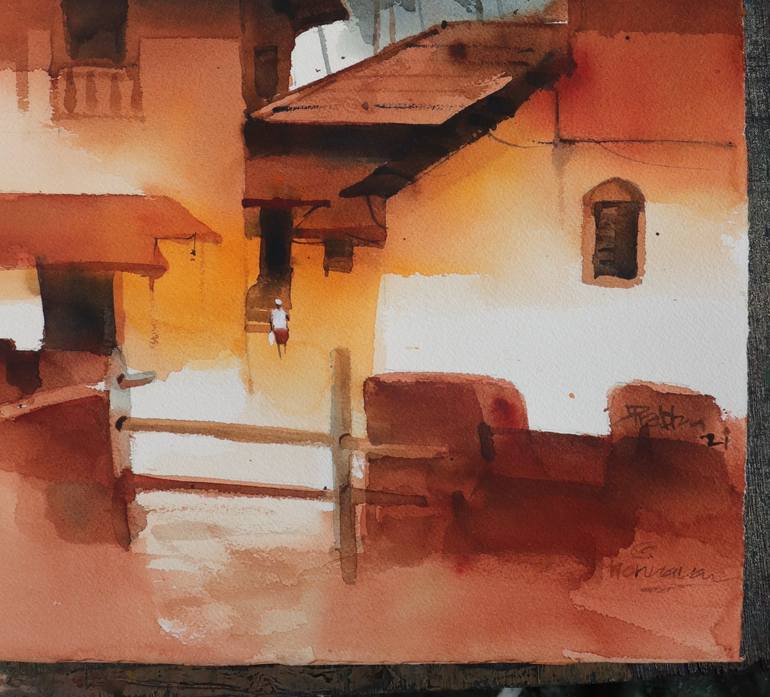 Original Impressionism Rural life Painting by prashant prabhu