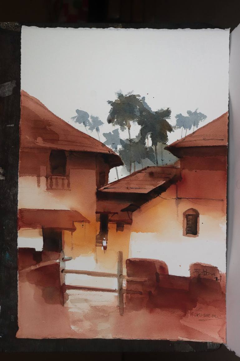 Original Impressionism Rural life Painting by prashant prabhu