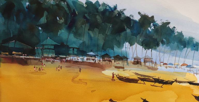 Original Beach Painting by prashant prabhu