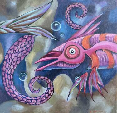 Original Contemporary Fish Paintings by Dina Zakman