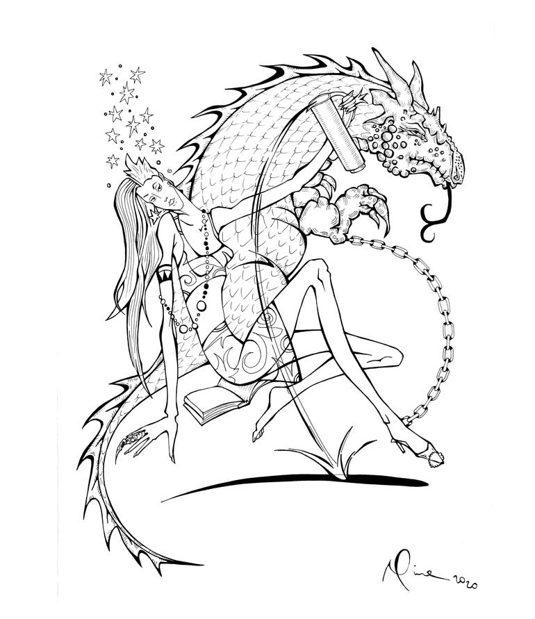 dragon fairy art line