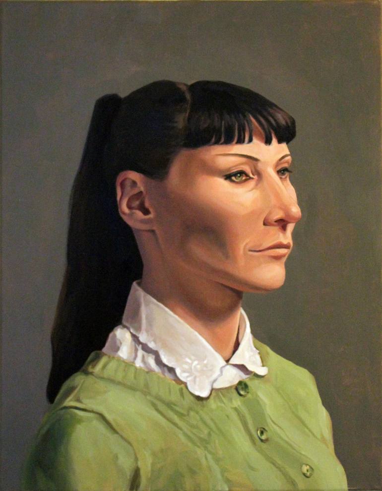 The Girl In The Green Cardigan Painting By Carl Grauer Saatchi Art