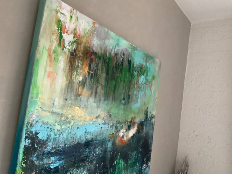 Original Abstract Boat Painting by Hennie Van De Lande