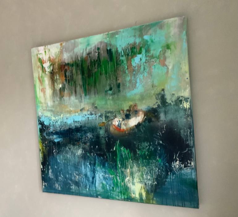 Original Abstract Boat Painting by Hennie Van De Lande