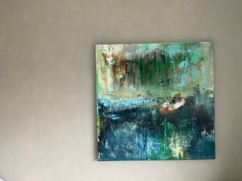 Original Abstract Boat Painting by Hennie Van De Lande