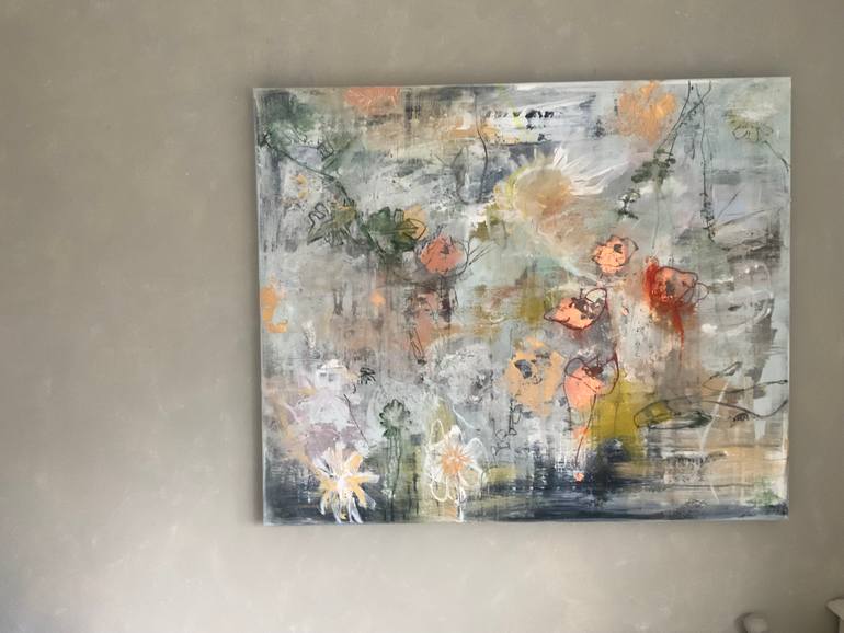 Original Abstract Floral Painting by Hennie Van De Lande