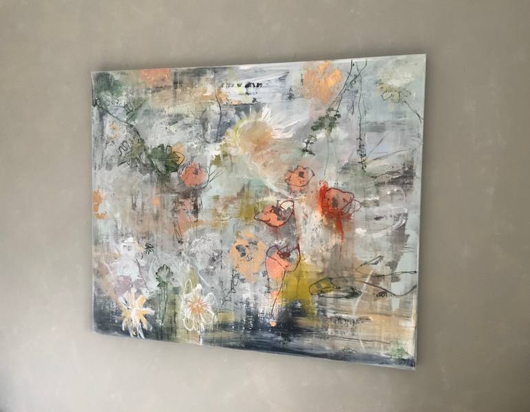 Original Abstract Floral Painting by Hennie Van De Lande