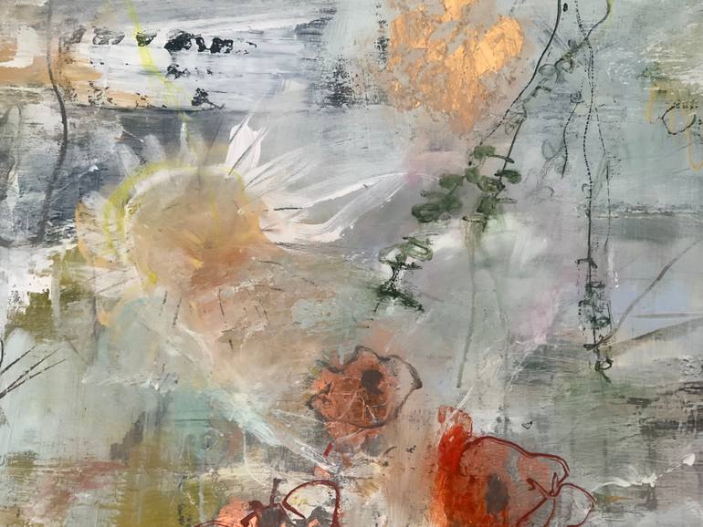 Original Abstract Floral Painting by Hennie Van De Lande