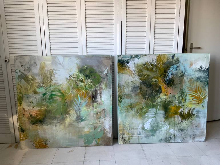 Original Abstract Botanic Painting by Hennie Van De Lande