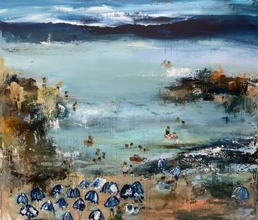 Original Abstract Beach Painting by Hennie van de Lande