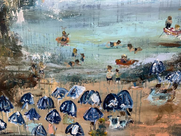 Original Abstract Beach Painting by Hennie van de Lande