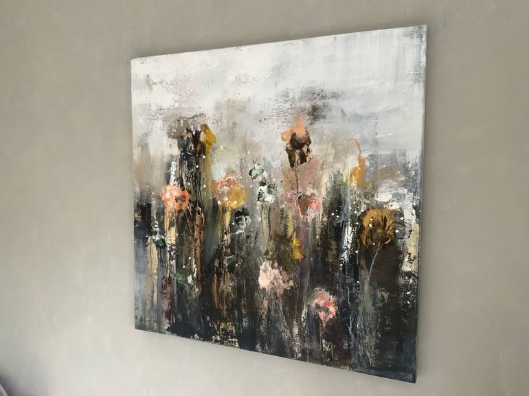 Original Abstract Floral Painting by Hennie van de Lande