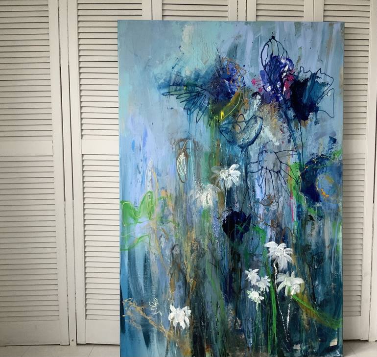 Original Abstract Botanic Painting by Hennie van de Lande