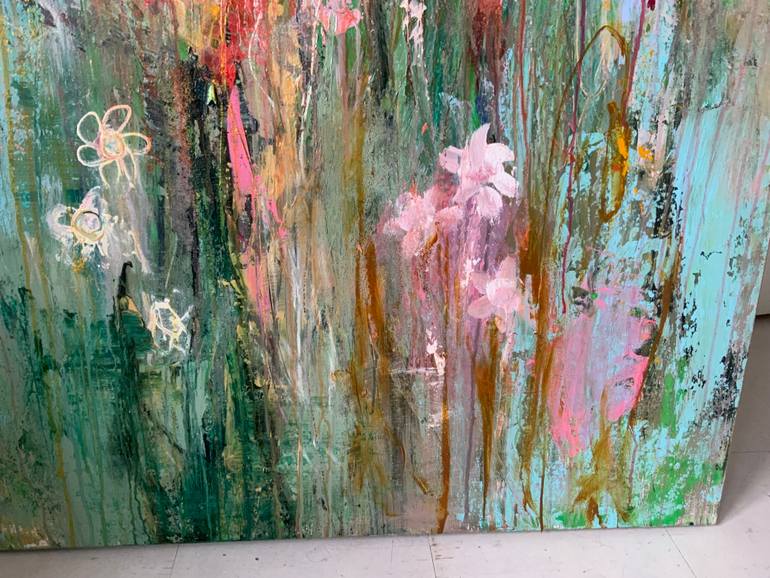 Original Abstract Botanic Painting by Hennie Van De Lande
