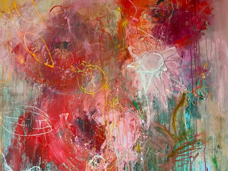 Original Abstract Botanic Painting by Hennie Van De Lande