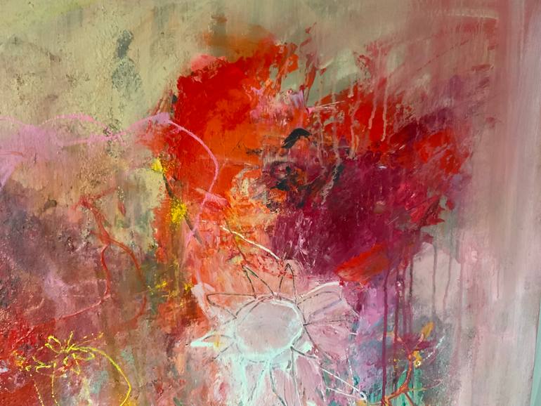 Original Abstract Botanic Painting by Hennie Van De Lande