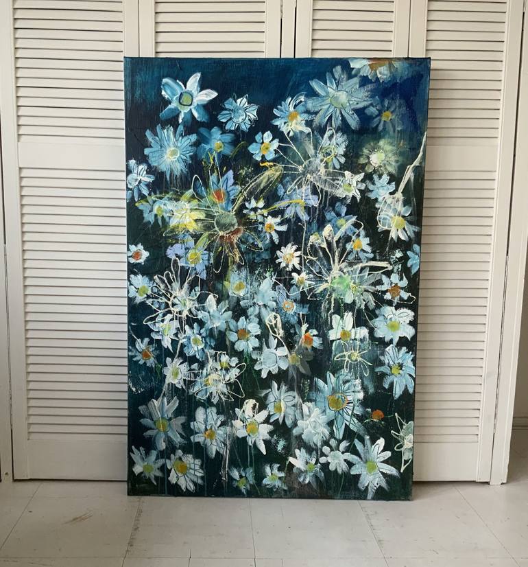 Original Abstract Floral Painting by Hennie Van De Lande